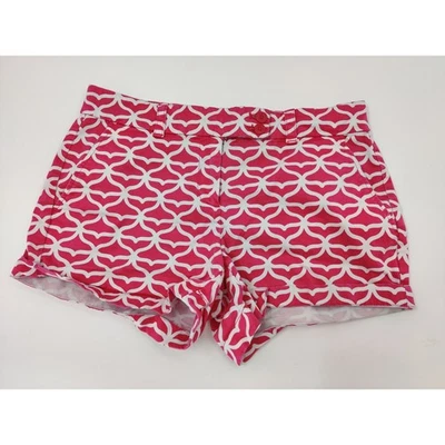 Pantalones Cortos Vineyard Vines Mujer Rosa Blanco Geo Estampado Talla 6 Algodón Spandex Foto 1 de 4