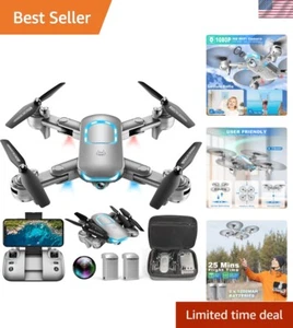 Easy-to-Use Foldable Drone with 1080P HD Camera & Two Batteries - Kids Friendly - Picture 1 of 8