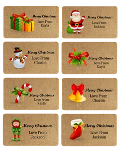 x 24 PERSONALISED CHRISTMAS NAME STICKERS LABELS GIFT TAG PRESENT WRAPPING SEAL - Picture 1 of 17