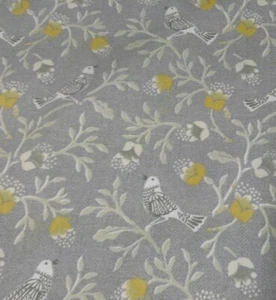 Nightingale SongBird Cotton Grey Yellow Fabric Curtain Blind Craft Material - Picture 1 of 3