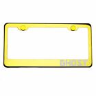 Gold Chrome License Plate Frame GHOST Laser Etched Metal Screw Cap