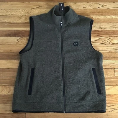 Michael Kors Men's Full Zip Sherpa Vest Olive Green Size XL - Image 1 of 4