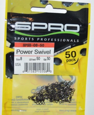 spro power swivel  size 8  50lb test 50 per pack spsb-08-50 - Image 1 of 2