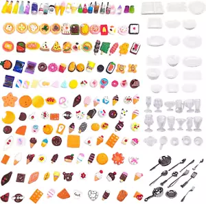 200Pcs Miniature Food Drinks for Dollhouse Mini Toys Doll House Kitchen Play Mix - Picture 1 of 12