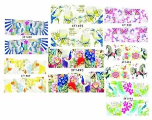 28 Sets Nail water transfer decal sticker wrap XF Peacocks Butterflies Birds B - Picture 1 of 6