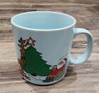 Vintage Russ Berrie Santa Sleeping Reindeer Merry Christmas Coffee Tea Cup Mug 