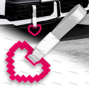 Mosaic Heart JDM Pink Ring Tsurikawa Subway Train Car Handle Strap -White Nylon - Picture 1 of 6