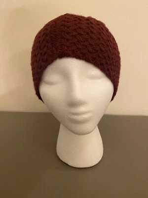 Gorro para mujer mezcla de lana borgoña talla mediana 21,5 pulgadas cabeza con elástico Foto 1 de 4