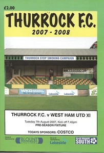THURROCK V WEST HAM UNITED XI ~ PRE SEASON FRIENDLY ~ 7 AUGUST 2007 - Picture 1 of 1