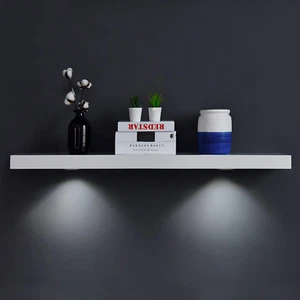 Weißes Schweberegal mit Touch-Sensing batteriebetriebenem LED-Licht, Wandmontage D - Bild 1 von 12