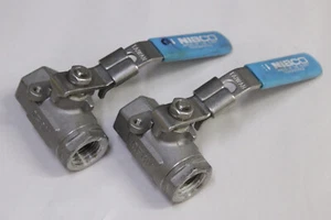 (2) NibCo Locking Valve T580S6R66 1/2" 2000 WOG NACE CF8M Stainless Steel - USED - Picture 1 of 6