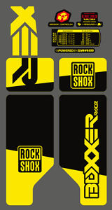 ROCK SHOX BOXXER 2010 FORK / SUSPENSION DECAL SET  NEON YELLOW