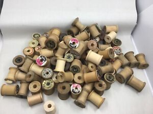 Vintage Lot of  100 Wooden Empty Sewing Thread Wood Spools Crafts Art, Empty