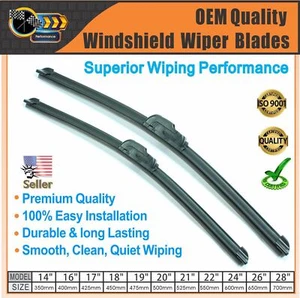 Premium Windshield Wiper Blades 19"+19" J-Hook Wiper Replacement - Foto 1 di 4