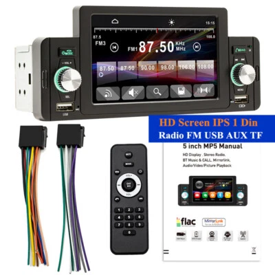 5" HD Screen IPS 1 Din Car Stereo Radio FM USB AUX TF MP3 MP5 Player Dash Parts Foto 1 de 4