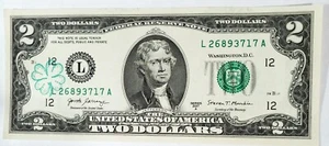 🍀🍀WOW! Lucky 2.00 Bill with FOUR LEAF CLOVER ** UNCIRCULATED/SEQUENTIAL **🍀🍀 - Picture 1 of 7