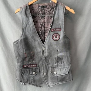 Affliction schwarze Premium Herren Weste klein "Lost Souls" Stickerei und Patches - Bild 1 von 9