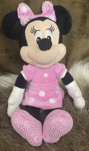 Disney Minnie Mouse Pink Polka Dots Glitter 10” Plush Stuffed Animal - Picture 1 of 10