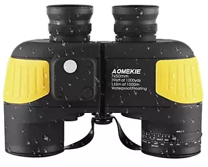 HD Binoculars 7x50 Marine Floating Range & Direction Weatherproof - Black Yellow - Picture 1 of 15