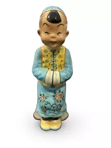 Gort Wong Li Blue Vintage Boy Buddha Monk Figurine Chinese/Japanese Priolo Statu - Picture 1 of 2