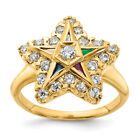 10K Yellow Gold Womens Multi Color Cubic Zirconia Cz Diamond Eastern Star ...