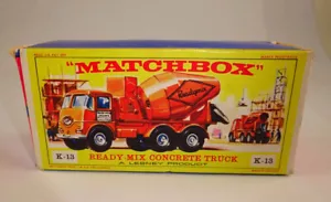 Camión de hormigón Matchbox tamaño king K-13A Readymix caja vacía "E1" - Imagen 1 de 4