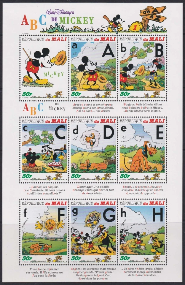 F-EX48171 MALI MNH 1996 ABC MICKEY MOUSE DISNEY CARTOON MOVIE CINEMA COMICS. - Image 1 of 1