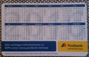 Taschenkalender in Scheckkartengröße 2016, neu, unbenutzt - Bild 1 von 2