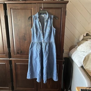 Tommy Hilfiger Midi Jean Dress Button Up Armless 6 - Picture 1 of 8