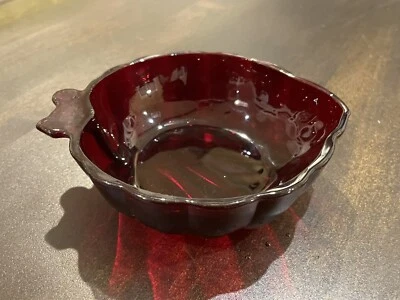 Vintage Anchor Hocking Royal Ruby Red Glass Leaf Shaped Bowl B49 - Image 1 of 4