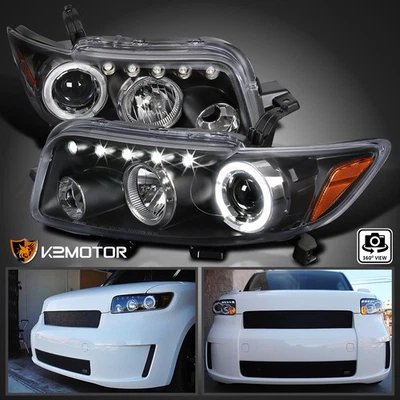 Black Fits 2008-2010 Scion xB LED Halo Projector Headlights Lamps L+R Pair 08-10 Foto 1 de 4