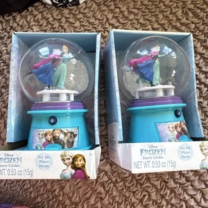 2 Globos de Nieve Disney "Frozen 2" con Cajón: Reproduce Luces "Let It Go" Flash Usado - Imagen 1 de 6
