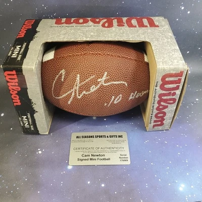 Cam Newton Autographed Mini Wilson Football 10 Heisman  w/ COA Carolina Panthers - Image 1 of 4