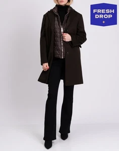 RRP€290 LUCREZIA T Wool 3in1 Coat Plus Size 43 US14 UK18 L Brown Made in Italy - Picture 1 of 12