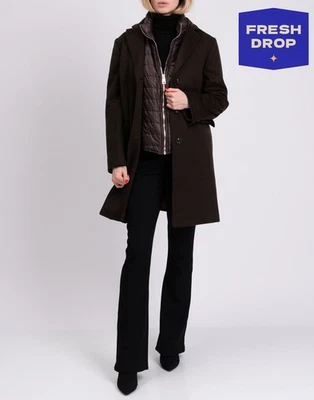 RRP€290 LUCREZIA T Wool 3in1 Coat Plus Size 43 US14 UK18 L Brown Made in Italy - Image 1 of 4