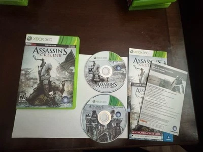 Assassins Creed III 3 (Xbox 360) Complete In Box CIB GameStop 2 Disc Set Tested - Image 1 of 2
