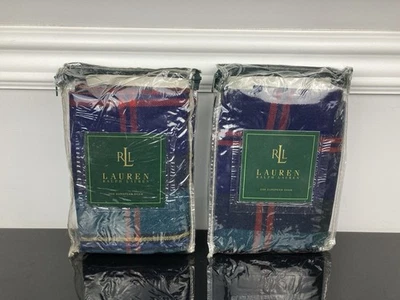 2 fundas de almohada europeas vintage Ralph Lauren Greycliff tartán a cuadros 100 % lana Foto 1 de 4