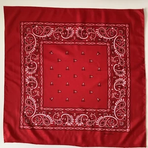 66* A Red Paisley Design 22 Inch Square Vintage Bandana Scarf - Picture 1 of 4
