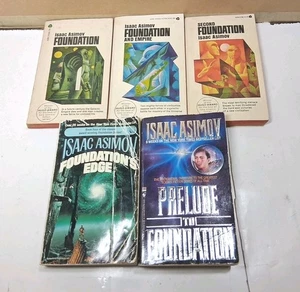 Isaac Asimov Foundation Series Lot Of 5 Books #1,2,3,4,5 Vintage Avon Trilogy - Picture 1 of 12
