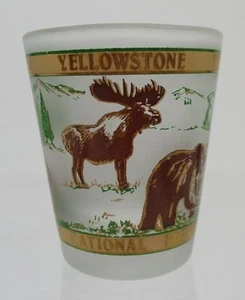Vtg World's First National Park Yellowstone Shot Glass Frosted Gold Souvenir - Picture 1 of 1
