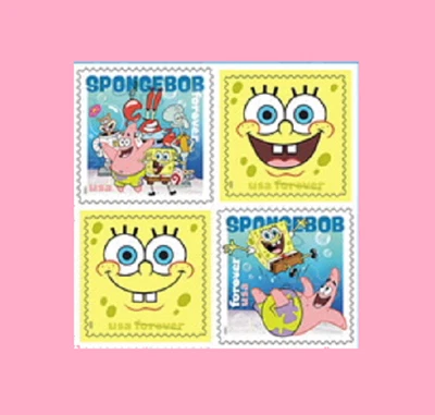 2025 SpongeBob SquarePants USPS #6025-6028 Block/4 Stamps - MNH - Image 1 of 2
