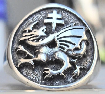 Vlad Dracula's Order of the Dragon Handmade 3D Ring Solid Sterling Silver 925 - Image 1 of 4