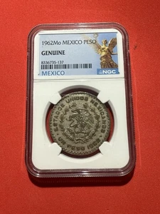 1962 Mo Mexico Silver Peso - NGC Graded Genuine  - Picture 1 of 2