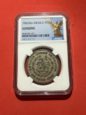 1962 Mo Mexico Silver Peso - NGC Graded Genuine  - Image 1 of 2