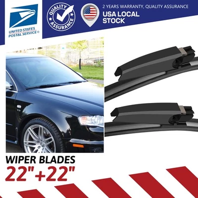 Front Windshield Wiper Blades Fits For Audi Allroad Quattro 2002-2005 22"+22" - Imagem 1 de 4