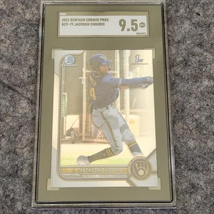 2022  Jackson Chourio SGC 9.5  1st Bowman Chrome Gem Mint Brewers #BCP-79 RC - Picture 1 of 2