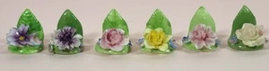 Set Of Six Coalport China Flower Place Card Holders 3.5cm High - Bild 1 von 7