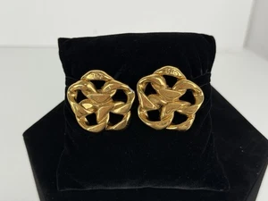 Chanel Ohrringe Gold Kette Blume Ohrclips 80er Jahre - Bild 1 von 8