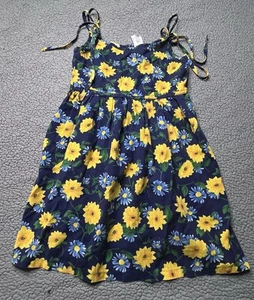 Basic Editions Sunflower Print Strappy Sundress Little Girls Size 14 Blue - Picture 1 of 7