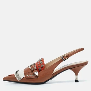Zapatos de salón Prada de cuero multicolor con flecos tachonados talla 37 - Imagen 1 de 9
